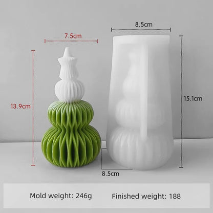 3D Origami Christmas Tree Silicone Mold — DIY Aroma Candle, Plaster & Gel Mold for Handmade Creative Holiday Decorations