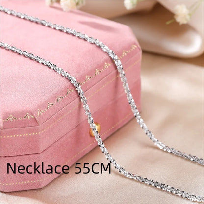 Authentic S925 Sterling Silver Necklace – 2mm Sparkling Collarbone Sweater Chain, Elegant Jewelry Gift for Women