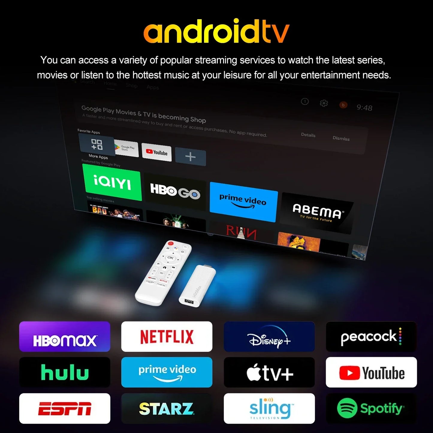 2024 H96 MAX H313 Mini TV Stick — Android 14 Smart TV Box, 2GB/16GB, 4K HD, WiFi6, BT