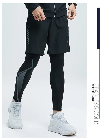 Men’s 2-Piece Sports Set — Tight Cycling & Fitness Shorts, Quick-Dry, High-Elasticity Running & Training Compression Pants