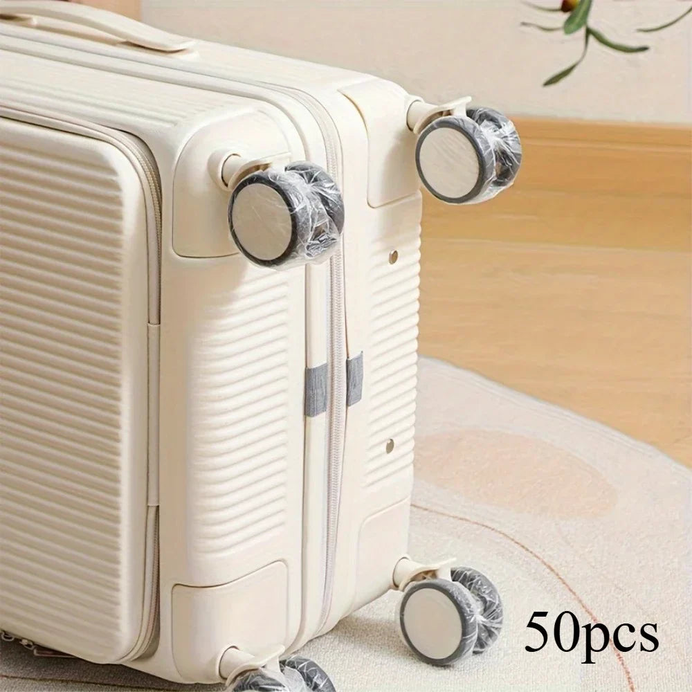 50/80PCS Luggage Wheel Covers — Dustproof Disposable Protectors for Suitcase & Trolley Cases