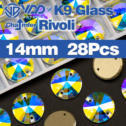 AAAAA K9 Glass Sew-On Rhinestones - AB Crystal Flatback Stones for Wedding Dress & Clothing Accessories