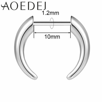 AOEDEJ 16G Stainless Steel Plug-In Style Nose Ring – Spike Ox Horn Septum Ring for Men & Women Large Gauge Body Piercing (8–10mm) Single Piece