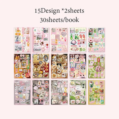 Mr. Paper Vintage Flavors Sticker Book - 30 Sheets Creative DIY Scrapbooking & Album Decoration Collection