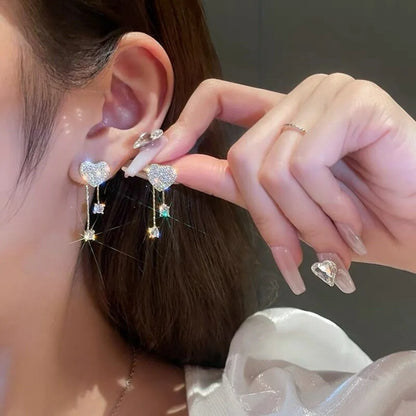 Women’s Silver Bow Earrings with Diamond Pearl – Fashionable High-End Studs