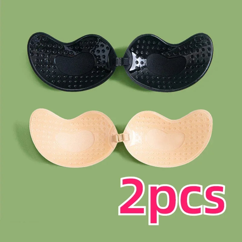 Invisible Strapless Adhesive Stick Bra – Seamless Silicone Push-Up Breast Tape, Nipple Covers & Bralette Pasties for Women