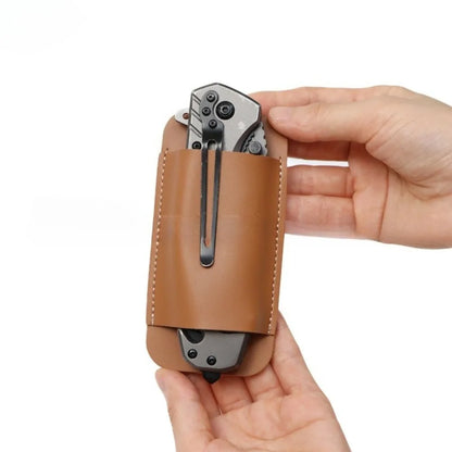 Retro Leather Knife Sheath – Horizontal Belt Carry Pocket Knife Holster, Durable Men’s EDC Knife Holder Case