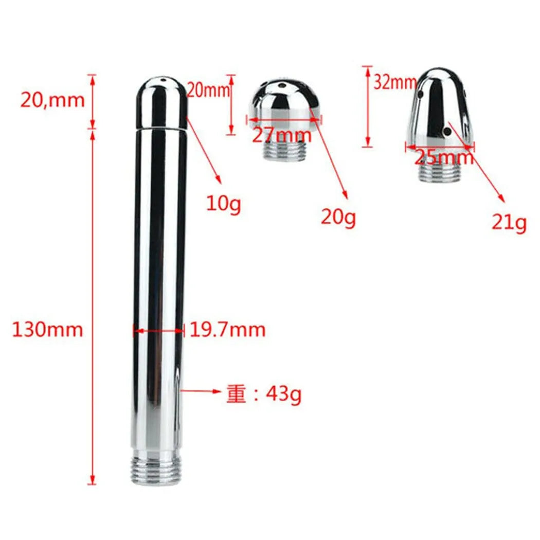 Anal Douche Enema Set – Aluminum Shower with 3 Nozzle Options for Complete Cleansing