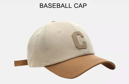 Unisex Baseball Cap – Fashion Letter C Patch, Color Block Design, Summer Sun Visor Hat for Men & Women