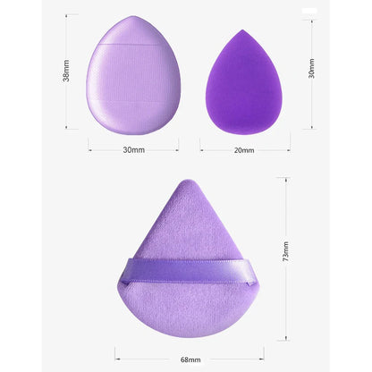 12PCS Mini Makeup Finger Puffs – Triangle & Water Drop Velvet Foundation Sponges Cosmetic Blender Set