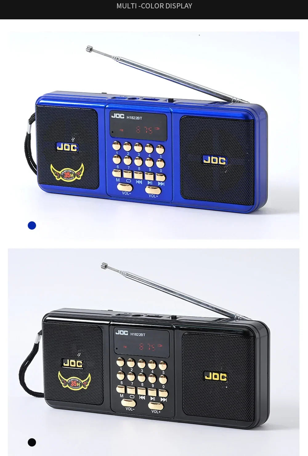 Portable Bluetooth FM Radio Speaker — Wireless Stereo with USB, TF Card & Rechargeable Battery