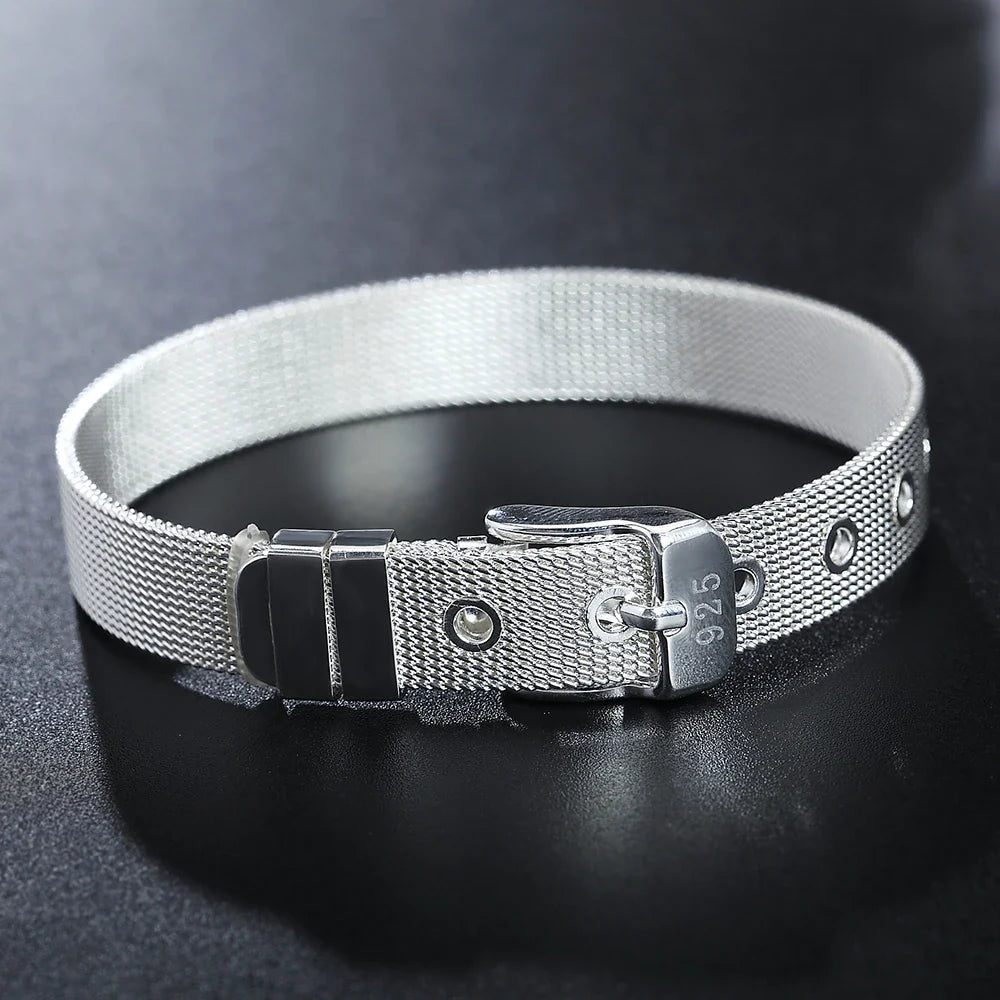 925 Sterling Silver Watchband Chain Bracelet — Luxury Jewelry for Women, Wedding & Party Gift