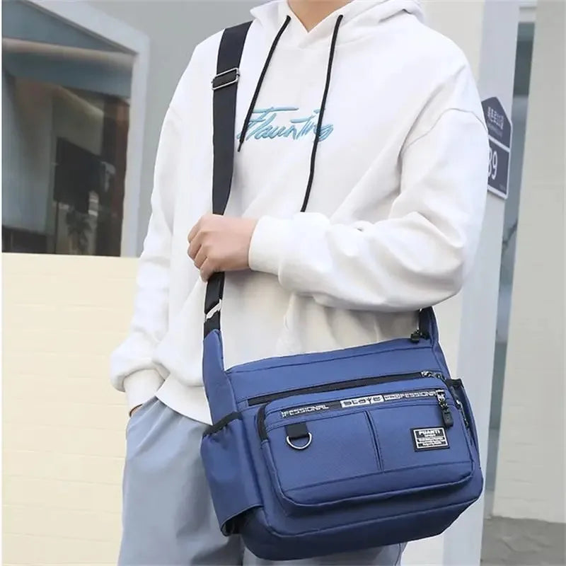Men’s Messenger Bag – Waterproof Oxford Crossbody Shoulder Bag, Small Sling Pack for Work, Business, Satchel Purse