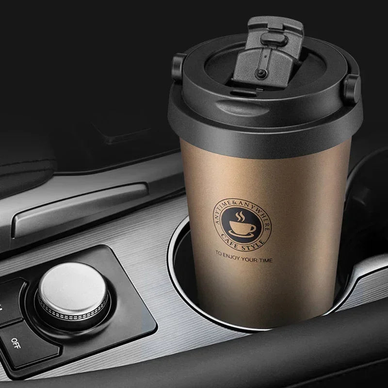 500ml Insulated Travel Coffee Cup – Double Wall Leak-Proof Thermos Mug, Vacuum Stainless Steel Tea Tumbler with Lid and Handle