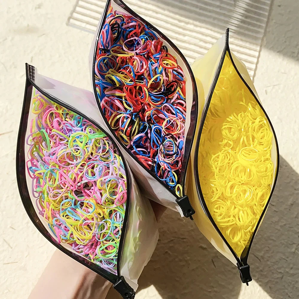 500/1000/2000PCS Colorful Disposable Rubber Hair Ties – Ponytail Holders for Girls & Kids Hair Accessories