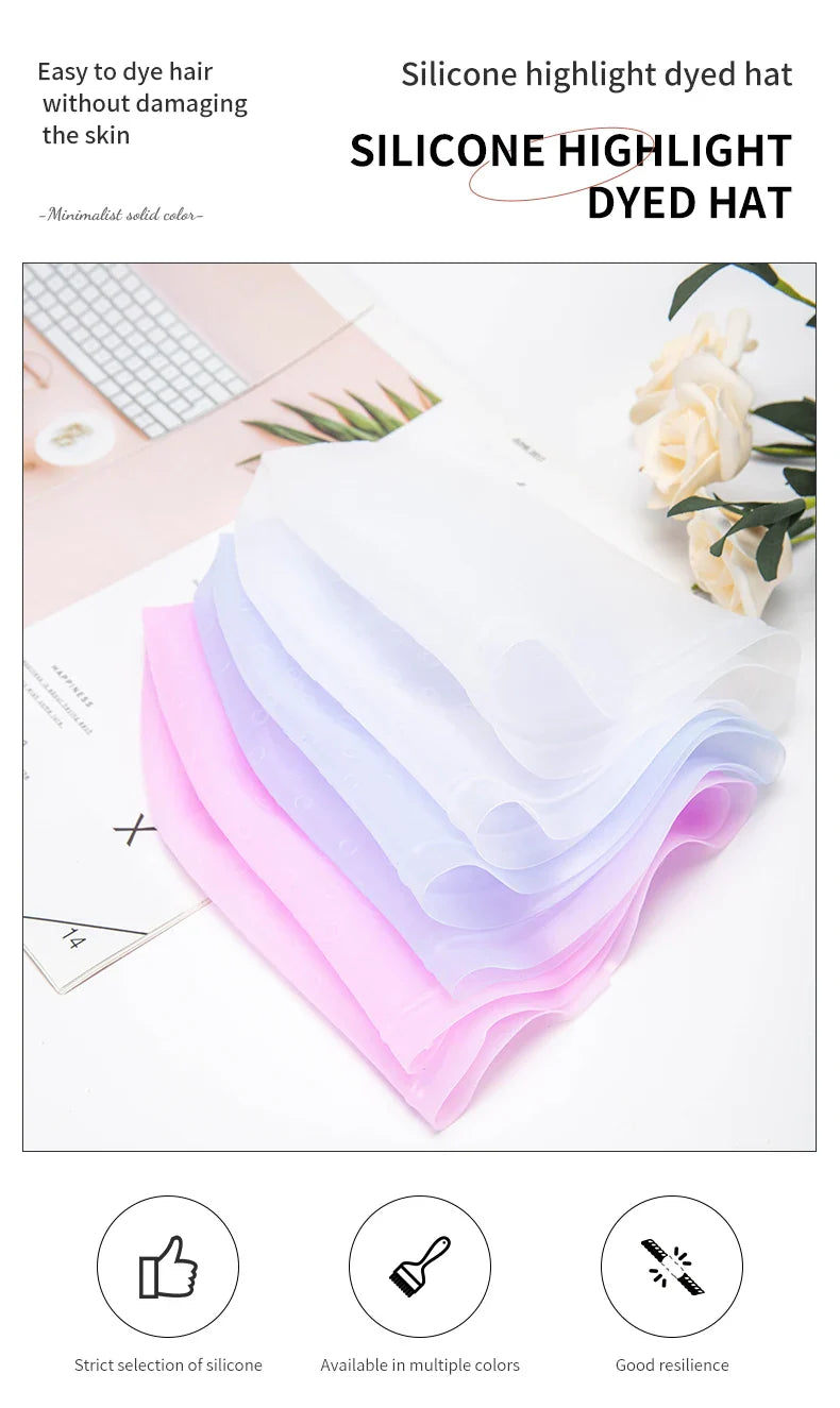 Silicone Hair Highlighting Cap with Hook Needle – Reusable Hair Dye Set for Salon & Professional Hair Coloring