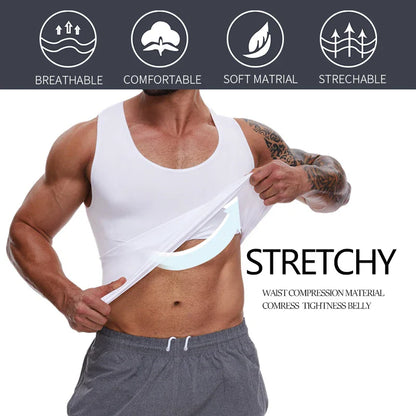 Men's Compression Shirt – Tummy Control Shapewear Vest for Flat Belly & Workout Support
