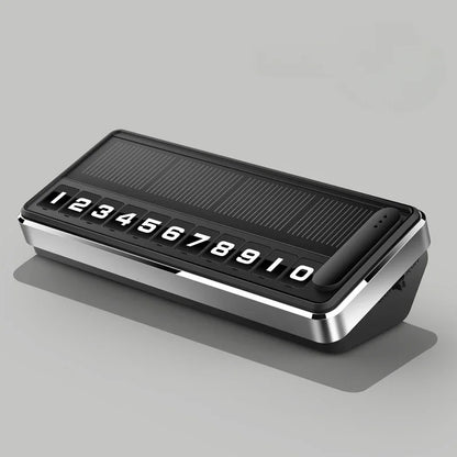 Solar LED Car Phone Number Plate — Hidden Temporary Parking Card with Multi-Number Display