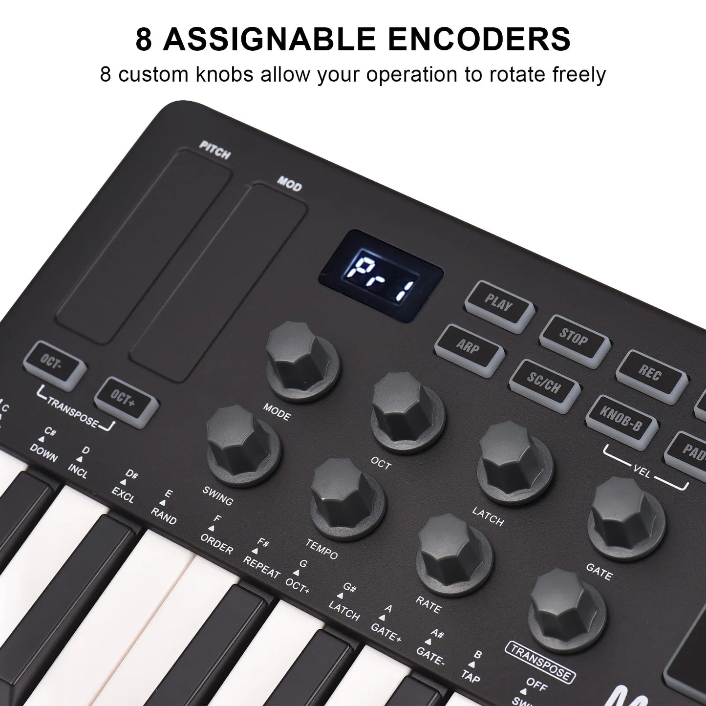 M-VAVE 25 Key MIDI Control Keyboard – Portable USB, Velocity-Sensitive Keys, 8 RGB Pads, 8 Knobs