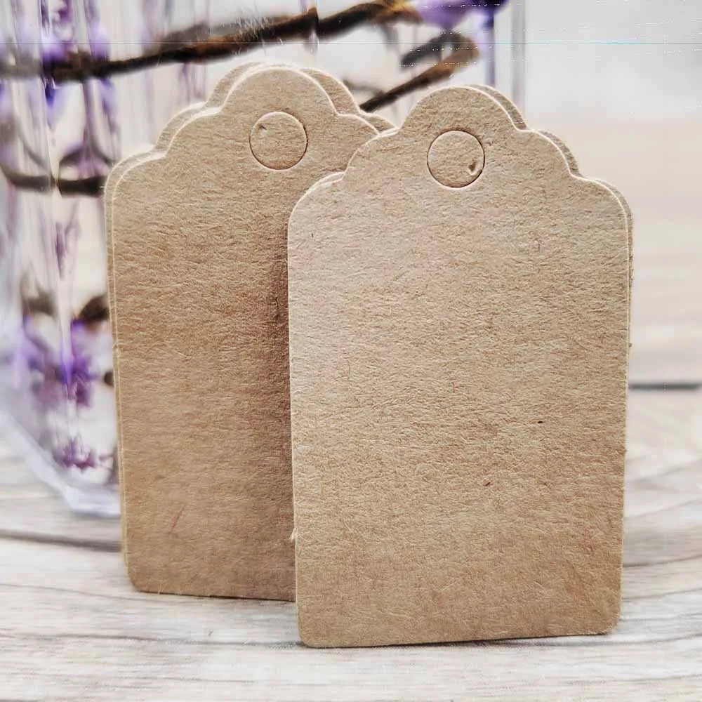 100pcs Black & Kraft Paper Gift Tags – 5×3cm Rectangular Heart Hollow Labels with 100 Hemp Strings for Hand Drawn or DIY Gift Tags