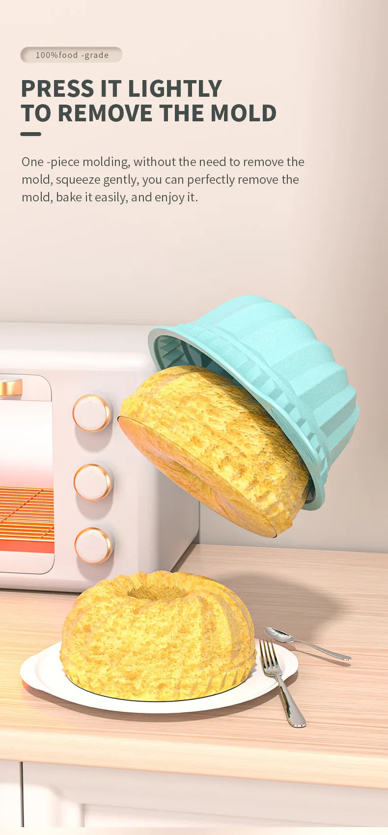 3D Silicone Cake Mold Decorating Tool for Pastry, DIY Cake Pan, Fluted Tube Pan and Airfryer Bakeware Accessories