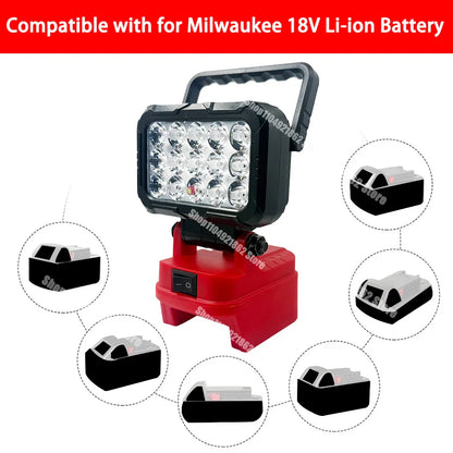 18V Lithium Battery LED Work Light – USB Charger Hand Lantern for Makita, Milwaukee & Dewalt Power Tools