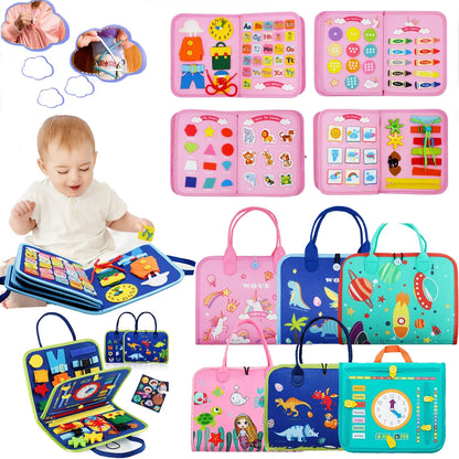 Montessori Toddler Busy Board – Educational Activity for Basic Dress Motor Skills, Baby Learning Toy for Travel