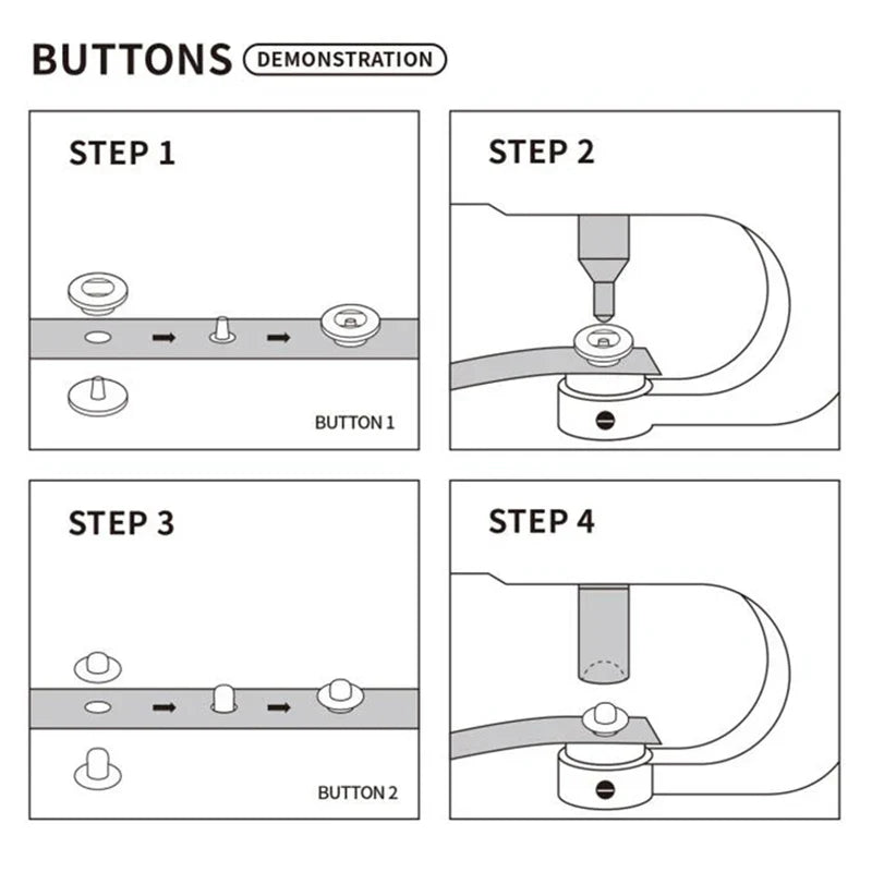 10mm, 12.5mm & 15mm Stainless Steel Snap Fasteners – Sewing Buttons for Clothing, Jackets & Leather Crafts