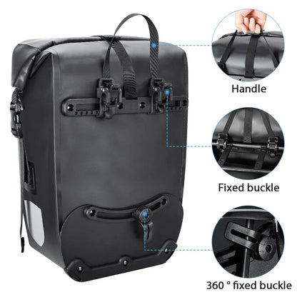 NEWBOLER 27L Bike Pannier Bag — Large Capacity Waterproof Rear Seat Trunk Bag for Travel & Electric Bike Accessories