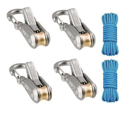 Rope Tying & Tensioning Tool - Heavy-Duty Retractable Buckle with Roller Tensioner for Camping & Outdoor Use