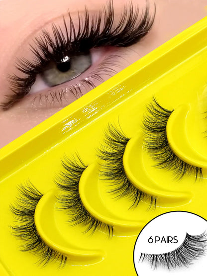 GROINNEYA Half Cat Eye Lashes – Soft Natural Clear Band, Faux Mink Wispy Lashes for Natural Makeup Look