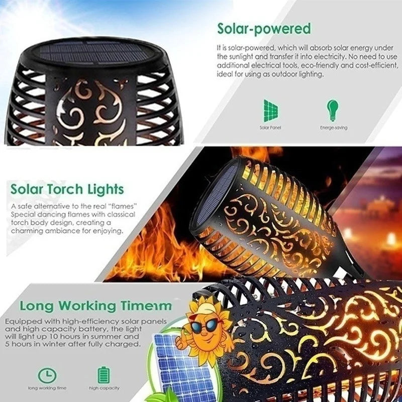 Solar Flame Torch Lights: Flickering Waterproof Outdoor Garden Decoration - Lawn Path Yard Patio Floor Lamps in 1/2/4/6/8/10Pcs