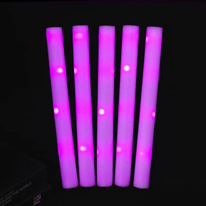 30/60/100/120Pcs RGB LED Glow Foam Sticks – Colorful Cheer Tubes for Dark Light, Birthday, Wedding, and Party Supplies