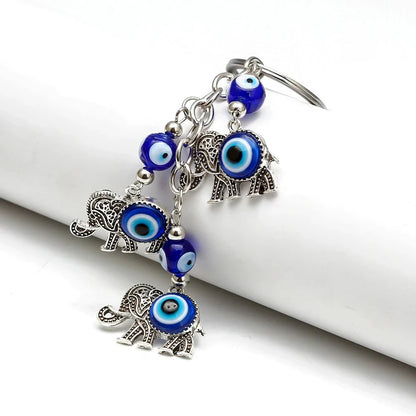 Lucky Eye Fatima Hand Keychain – Alloy Tree of Life Elephant Owl Blue Turkish Evil Eye Car Keyring Jewelry for Men & Women Gift