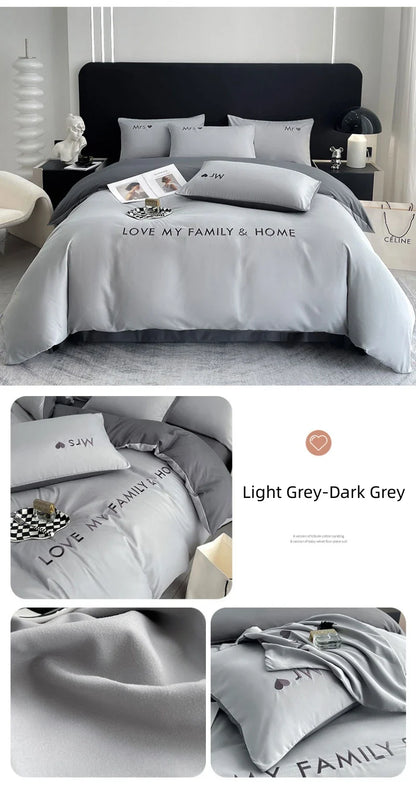 Nordic Luxury Egyptian Cotton Bedding Set - King, Queen, Double, Twin Size with Sheet, Duvet Cover & Pillowcases