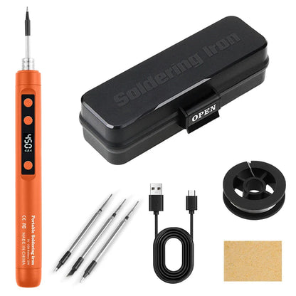 LF USB Soldering Iron 8W – 3-Level Adjustable Temperature Rechargeable Lithium Battery Welding Kit for DIY Electronics & Home Repair Soldering Set