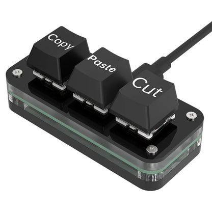 RGB 3-Key Mini Macro Keyboard — Hotswap Keypad for Photoshop, Gaming & Programming