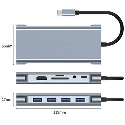 USB C Hub Adapter – 4K HDMI, VGA, PD, RJ45, SD/TF Card Reader for MacBook Pro/Air M1 & iPad