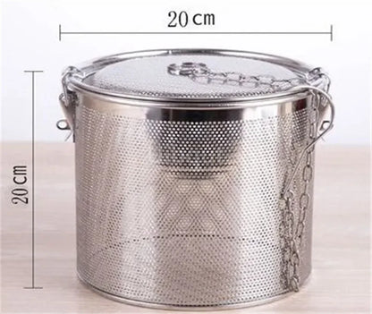 304 Stainless Steel Round Hole Seasoning Bag — Spice, Gravy & Soup Strainer Basket for Brine, Hot Pot, and Slag Separation