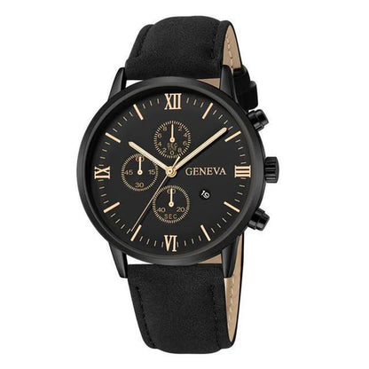 Men's Casual Watch – Leather Band Analog Quartz with Calendar Function