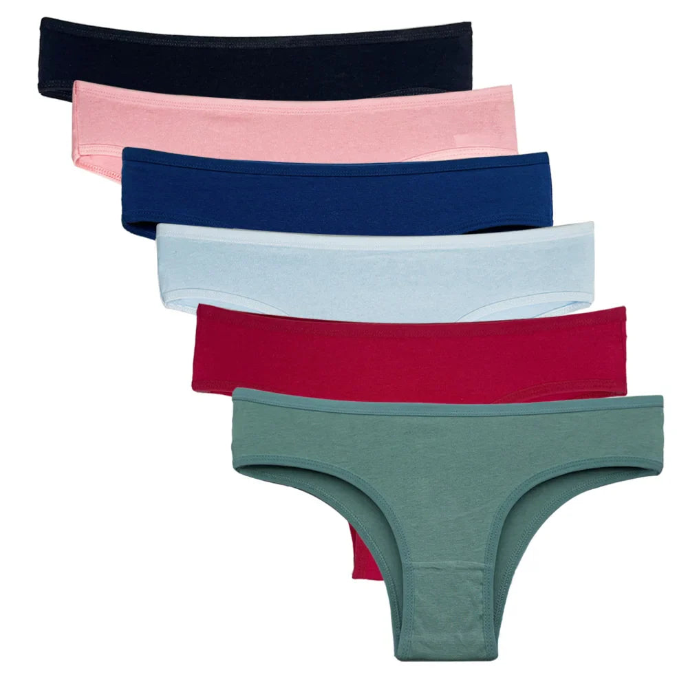 5-Pcs Women’s Cotton Panties Set – Sexy Lace Low Waist Underwear, Girls’ Briefs M-XL