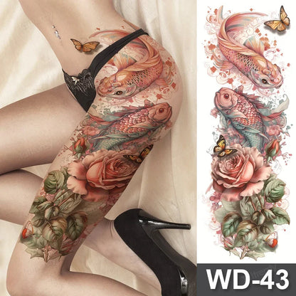 Large Temporary Leg Tattoos for Women - Sexy Animal & Anime Skull Water Transfer Body Art Stickers