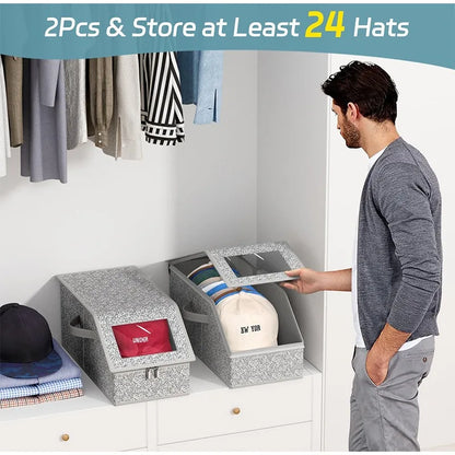 Foldable Zipper Baseball Cap Storage Box – Dustproof Non-Woven Hat Organizer for Wardrobe