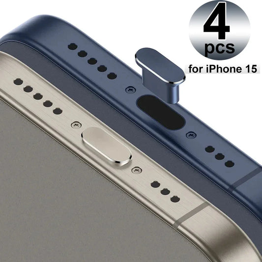 1/4Pcs Metal USB Type-C Dust Plug – Charging Port Protector Cover for iPhone 15 Pro Max Plus, Type-C Stopper Cap