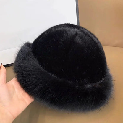 Women’s Faux Fur Winter Hat – Thick Warm Snow Ski Cap, Windproof Russian Style Ear Warmer Bonnet