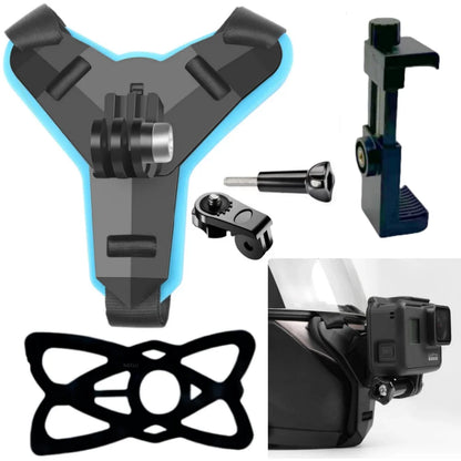 Motorcycle Helmet Phone & Action Camera Mount Holder – GoPro Hero 12/10/9/8/7 Compatible Sports Camera Accessories for Hands-Free Recording