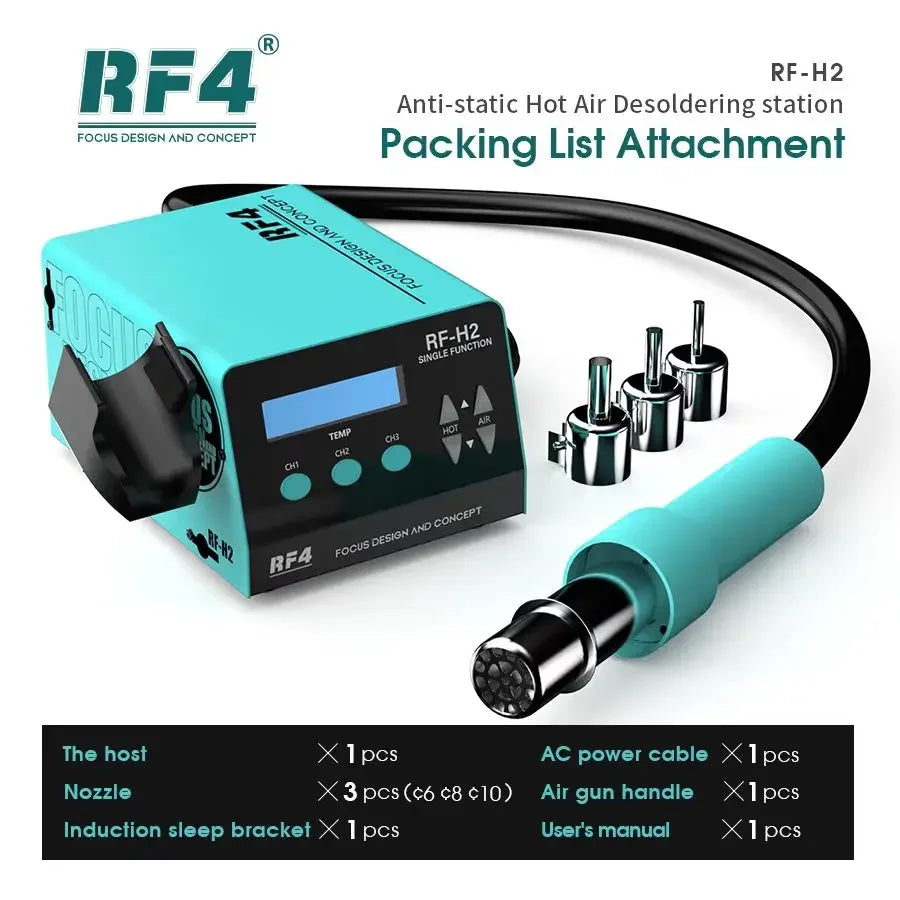 RF4 1000W Fast Desoldering Hot Air Gun - Digital Display Soldering Station for PCB Chip Repair, Intelligent BGA Rework