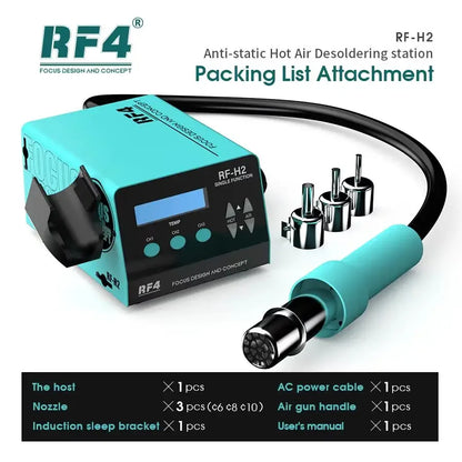 RF4 1000W Fast Desoldering Hot Air Gun - Digital Display Soldering Station for PCB Chip Repair, Intelligent BGA Rework