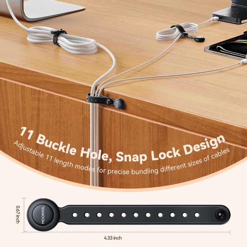 Joyroom Magnetic Cable Management Ties – 12/6PCS Adjustable Wire Organizer with Hook & Loop Straps for Home