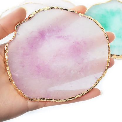 1PC Round Resin Agate Stone Nail Art Palette: False Nail Tips Mixing Color Drawing Pallet - Gel Polish Display Shelf Manicure Tool